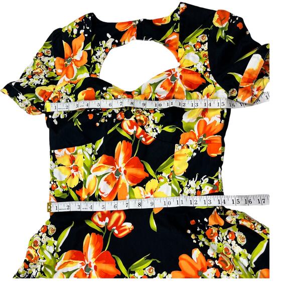 Voodoo Vixen Hibiscus Tropical Floral Print 50s Vintage Inspired Dress Sz Small - Picture 5 of 6